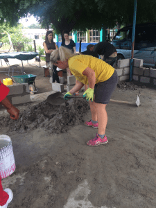 Megan helping with the construction of a new kitchen for the creche at Young Africa Mozambique (Beira)