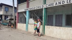 Alison McCarthy and Louise Lordan outside the Nano Nagle Child Care and Learning Centre 
