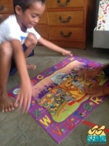 Aldrin completing his favourite jigsaw puzzle