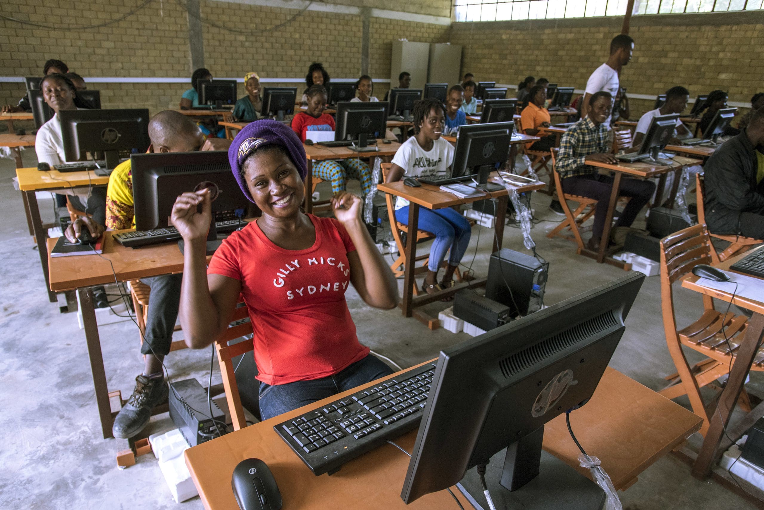 Student in the computer lab at Young Africa centre in Dondo, Mozambique