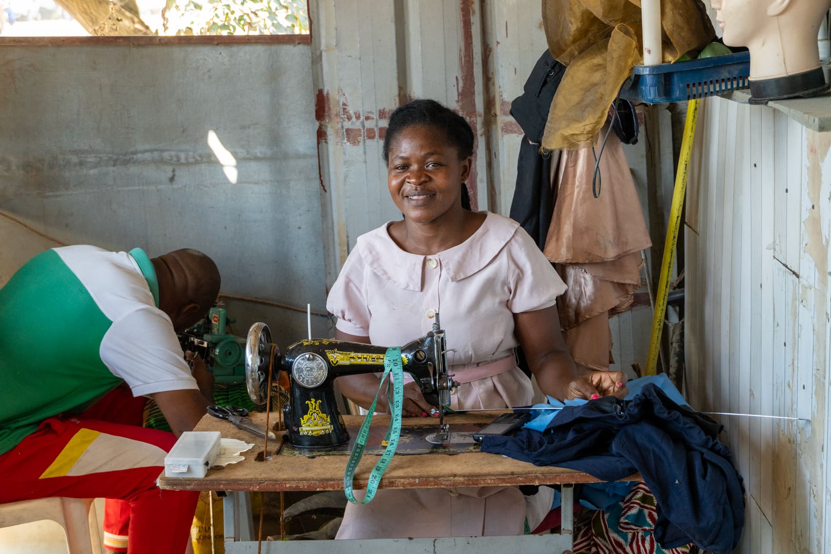Generosa working in her sewing workshop in Mozambique