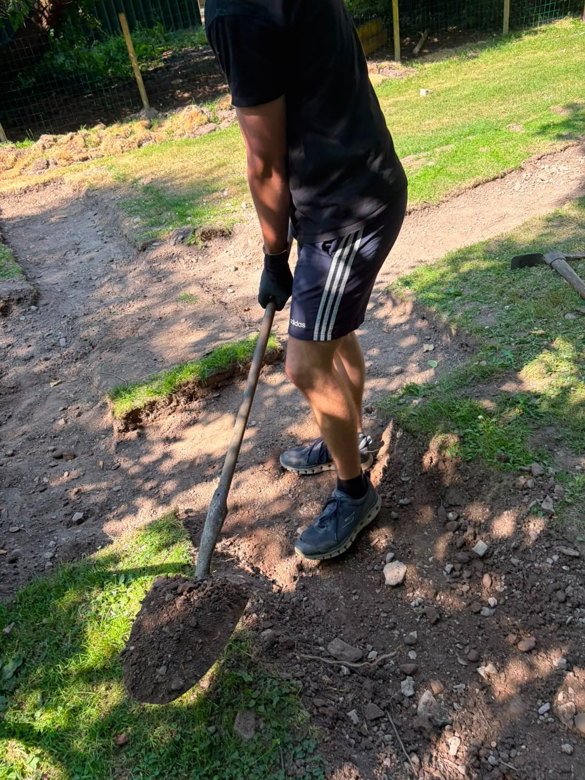 Pathway being dug out in the Scala Sensory Garden